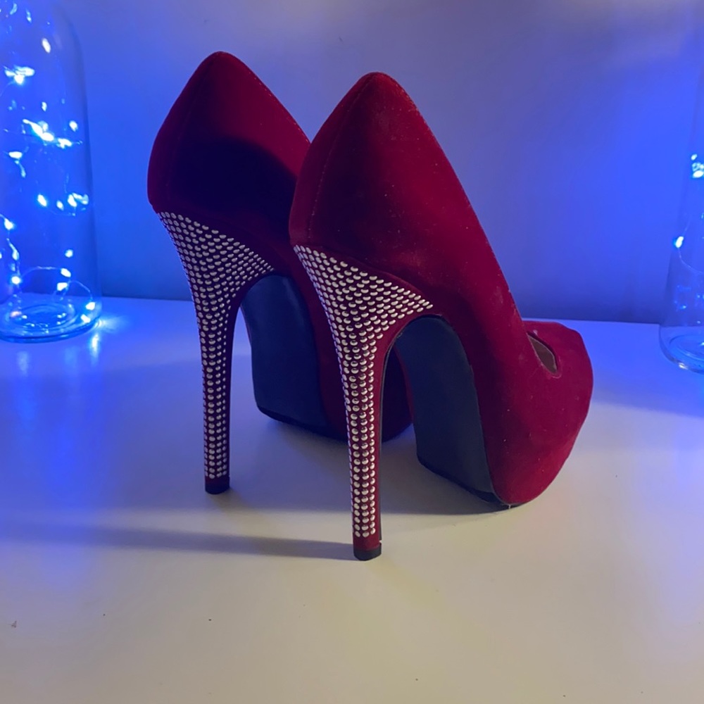 JustFab Studded Red Stilettos